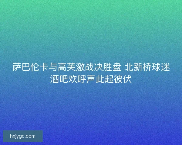 萨巴伦卡与高芙激战决胜盘 北新桥球迷酒吧欢呼声此起彼伏