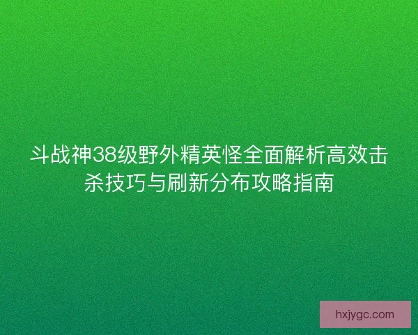 斗战神38级野外精英怪全面解析高效击杀技巧与刷新分布攻略指南