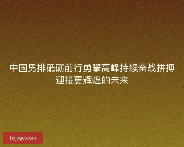 中国男排砥砺前行勇攀高峰持续奋战拼搏迎接更辉煌的未来